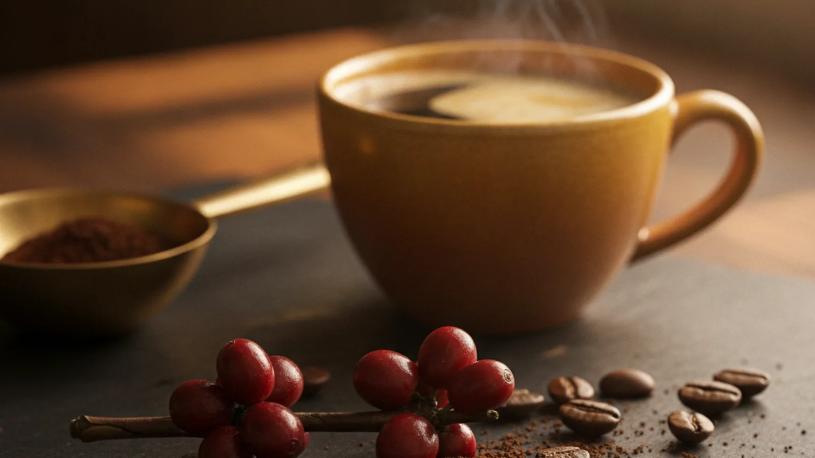 Java Coffee Variety coffee plant cherries.