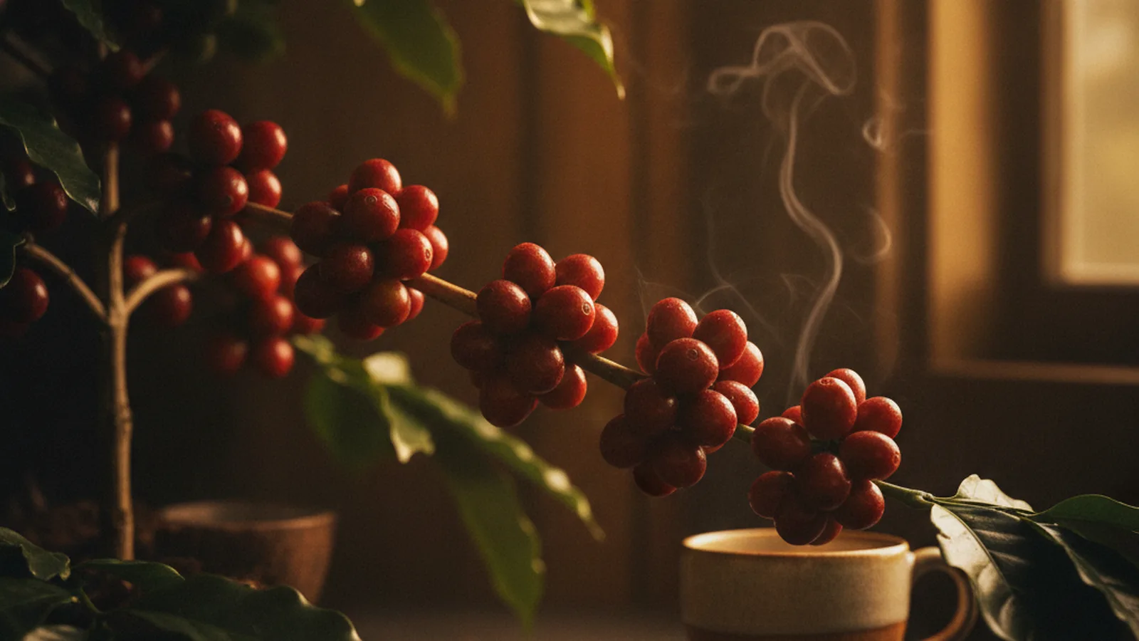 Maracaturra Coffee coffee plant cherries.