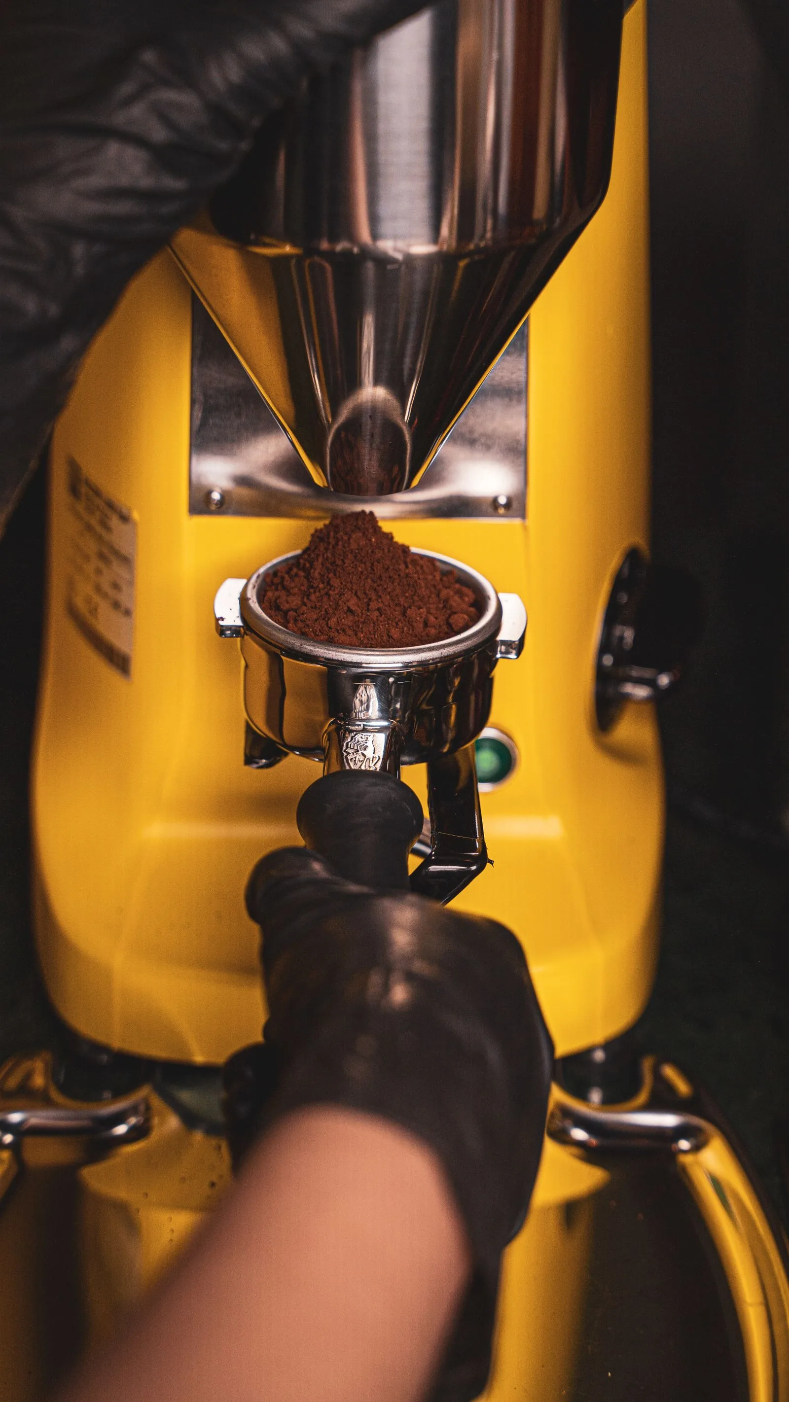 Coffee grounds arranged to show different grind sizes and textures