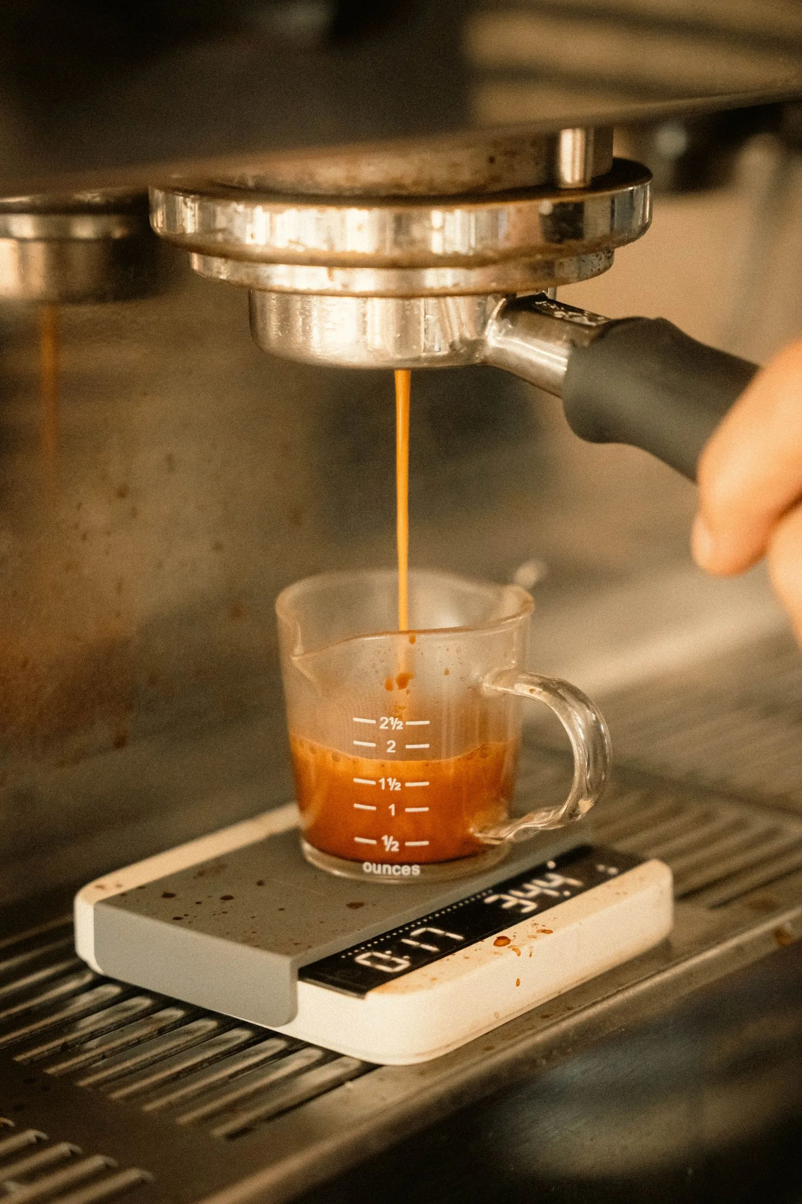 Scale measuring precise coffee-to-water brew ratio